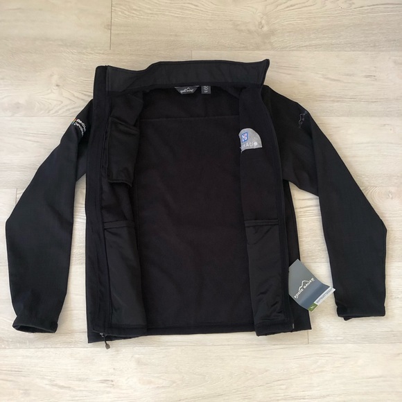 Eddie Bauer Men’s Red Hat Shaded Crosshatch Soft Shell Black Jacket - Picture 16 of 16